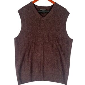 Jos A Bank Cashmere Sweater Vest Mens XL Brown Herringbone Preppy Quiet Luxury
